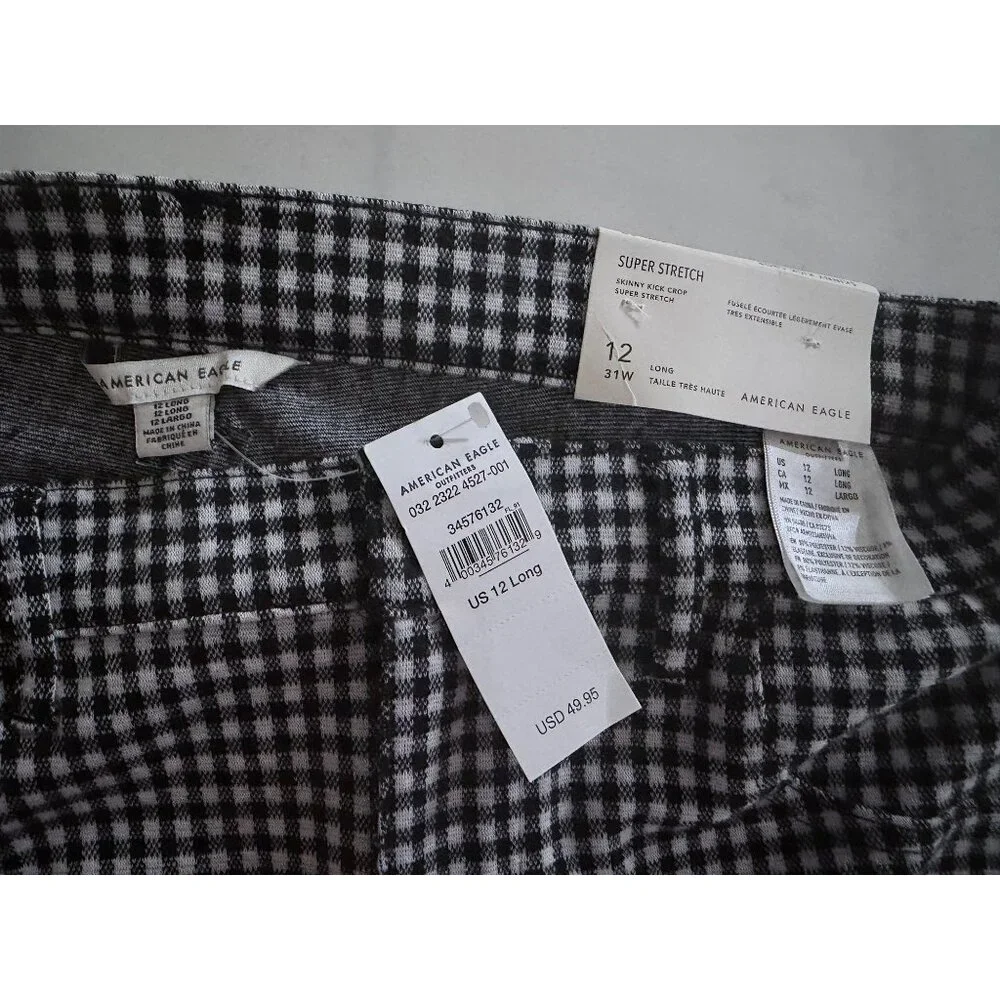 American Eagle Skinny Kick Crop Pants Size 12 Long Super High Rise Super Stretch - Picture 2 of 11